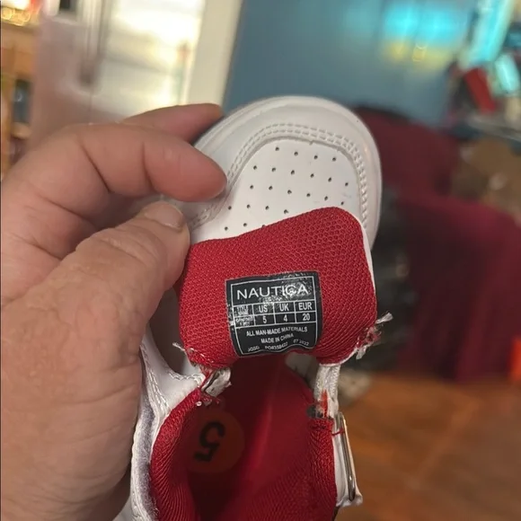 Nautica White and Red Low-Top Sneakers with Velcro - Picture 5 of 5